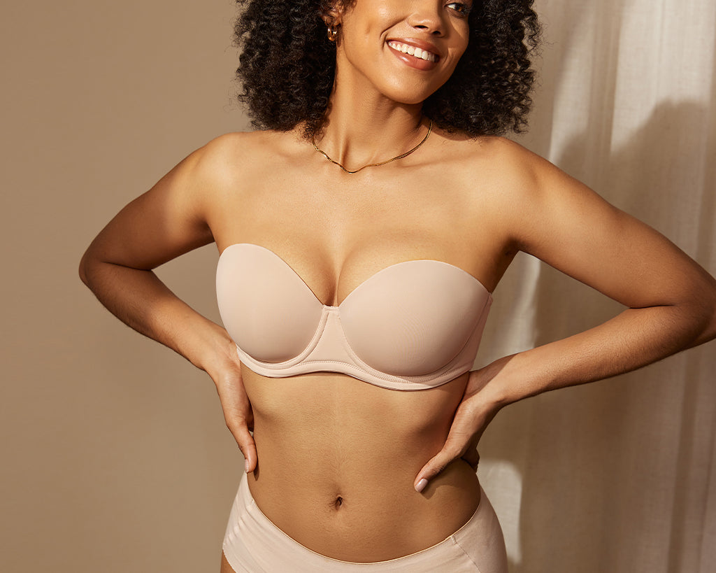 DELIMIRA Women's Slightly Lined Great Support Lace Underwired Strapless Bra  Beige 42C - ShopStyle