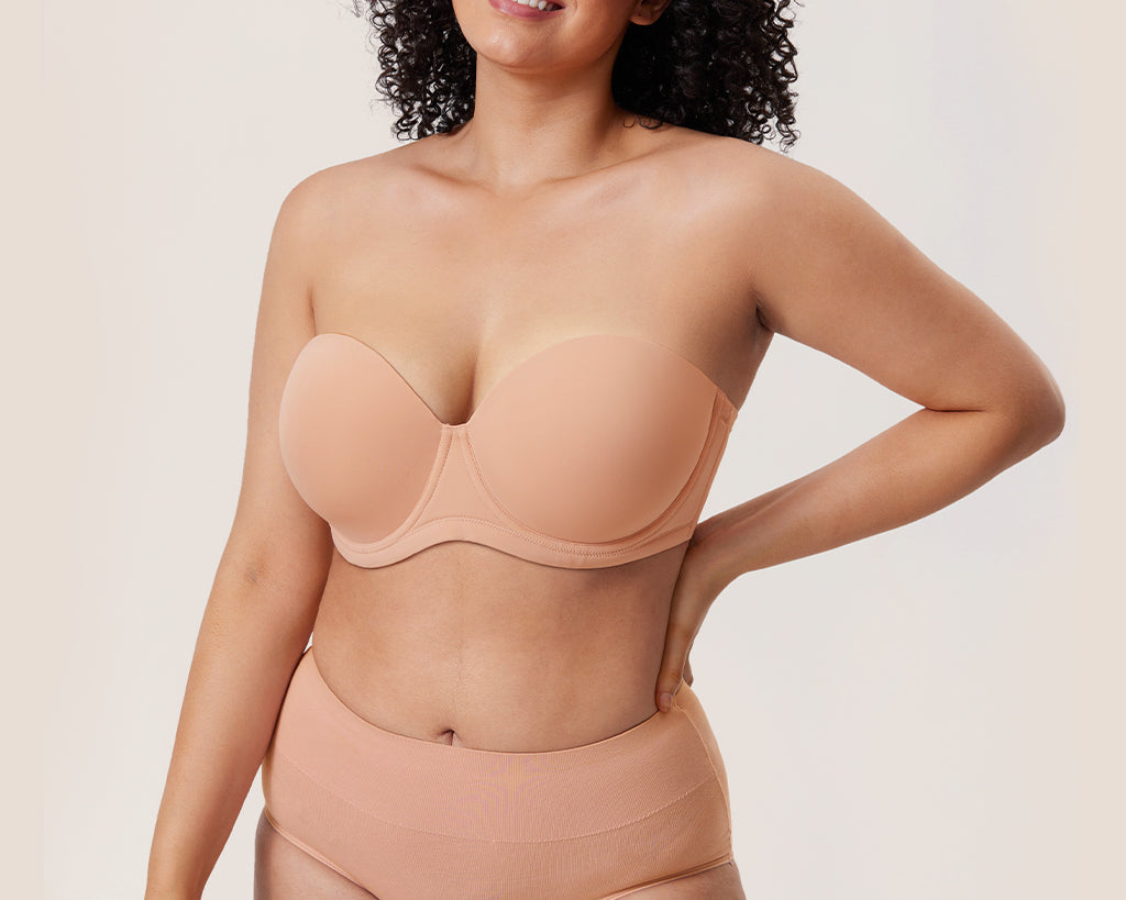 36DD - Delimira Smooth Demi Cup Seamless Multiway Strapless Bra (H054A)